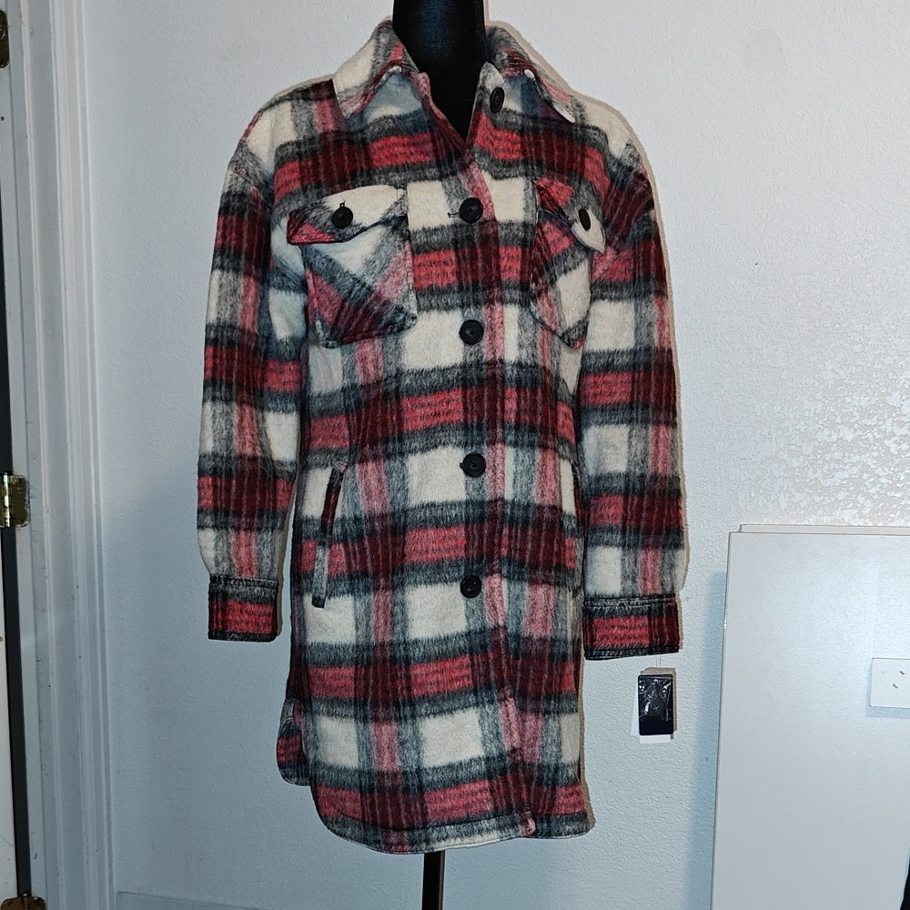 NWT Lucky Brand Plaid Women's Jacket - Red, Black, Tan sz Small